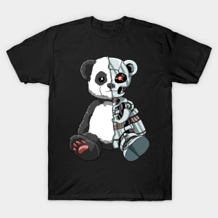 Cute Panda Bear Scary Robot Cybernetic Animal Lover T-Shirt